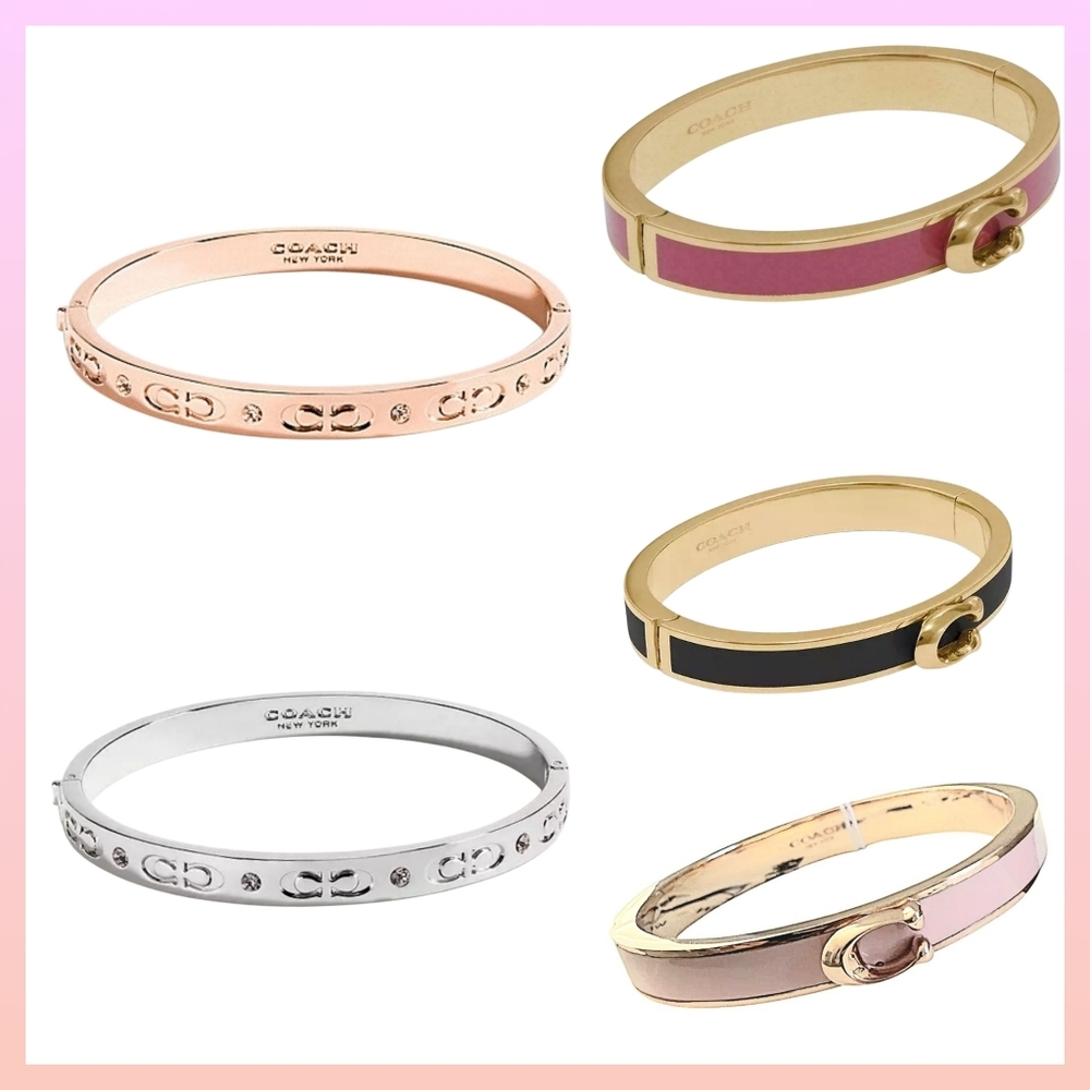 Coach Hinged Bangle Bracelet Rose Gold Silver Gold